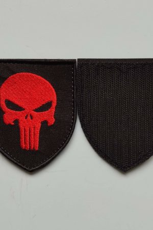 Шеврон Punisher, шеврон каратель, шеврон панішер, шеврон череп (червоний) на липучці 7х8см