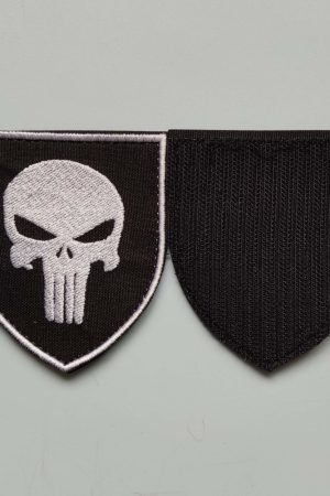 Шеврон Punisher, шеврон каратель, шеврон панішер, шеврон череп (білий) на липучці 7х8см