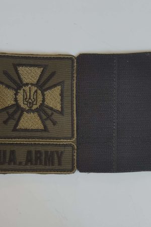 Шеврон "UA.ARMY" на липучці (олива) 7,5х9,5см