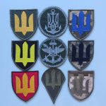 Шеврон на липучці роду військ, спеціальних військ та служб ЗСУ (піксель, олива) 7х8см