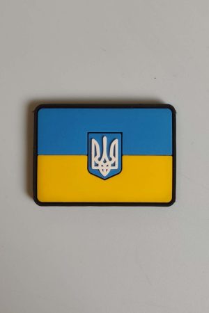 Нашивка Прапор України з гербом (блакитно-жовтий) гумовий на липучці 6х4,3см